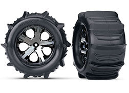 TRAXXAS 3689 Tires & wheels, assembled 2.8" All-Star black chrome wheels, paddle tires