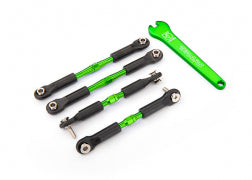 TRAXXAS 3741G Turnbuckles, aluminum (green-anodized), camber links, front, 39mm (2), rear, 49mm (2) (assembled w/rod ends & hollow balls)/ wrench