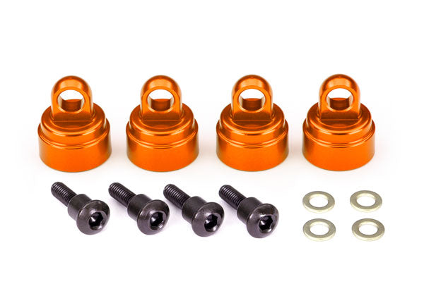 TRAXXAS 3767T Shock caps, aluminum orange-anodized 4 fits all Ultra Shocks