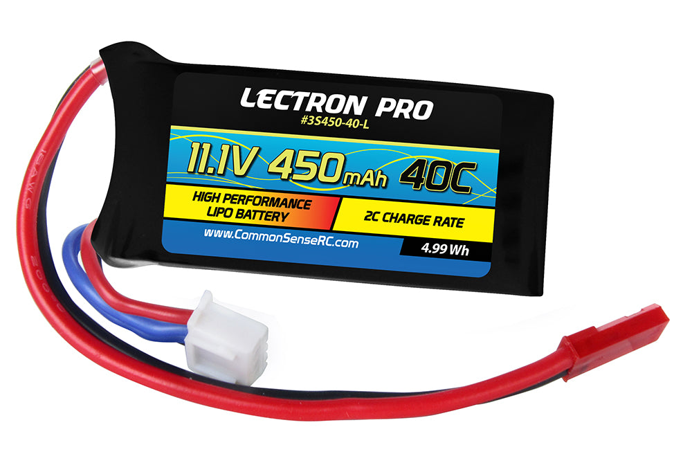 COMMON SENSE RC 3S450-40-L 11.1V 450mAh 40C Lipo Battery with JST Connector
