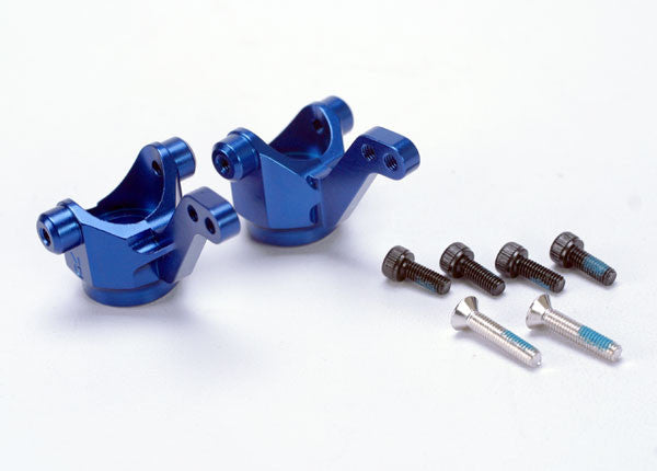 TRAXXAS 4336X Steering blocks/ axle housings, blue-anodized 6061-T6 aluminum/ (l&r) w/ metal inserts(3x4.5x5.5mm) (2)