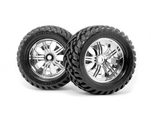 HPI 4728 Mounted Goliath Tire/Tremor Chrome Wheel