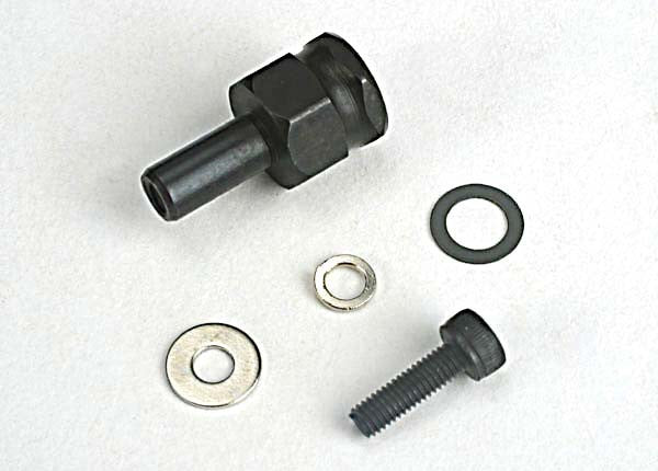 TRAXXAS 4844 Adapter nut, clutch/ 3x10mm cap screw/washer/ split washer (not for use with IPS crankshafts)