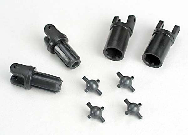 TRAXXAS 4851 Driveshafts, telescopic (external-splined (2) & internal-splined (2))/ metal U-joints (4)