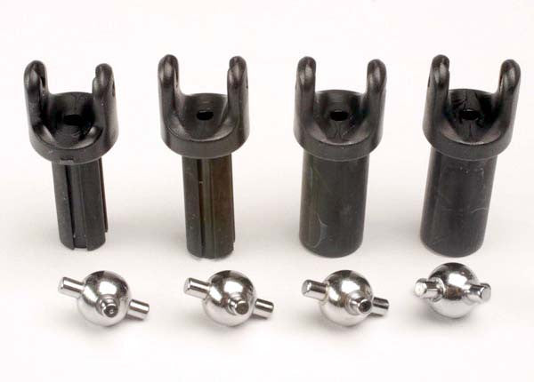 TRAXXAS 4949X Half shafts, short (Heavy-duty) (external-splined (2) & internal-splined (2))/ metal u-joints (4)