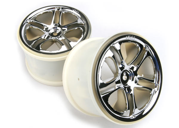 TRAXXAS 5172X Wheels, SS Split-Spoke 3.8" chrome (2) fits Revo / T-Maxx / E-Maxx with 6mm axle and 14mm hex