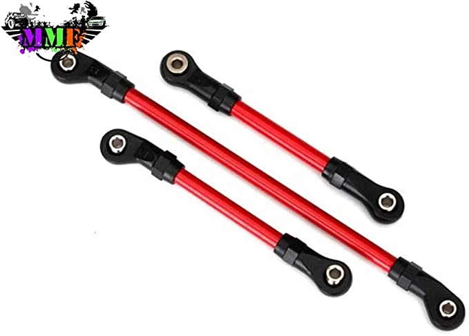 TRAXXAS 8146R Steering link, 5x117mm (1)/ draglink, 5x60mm (1)/ panhard link, 5x63mm (red powder coated steel) (assembled with hollow balls) (for use with #8140R TRX-4 Long Arm Lift Kit)