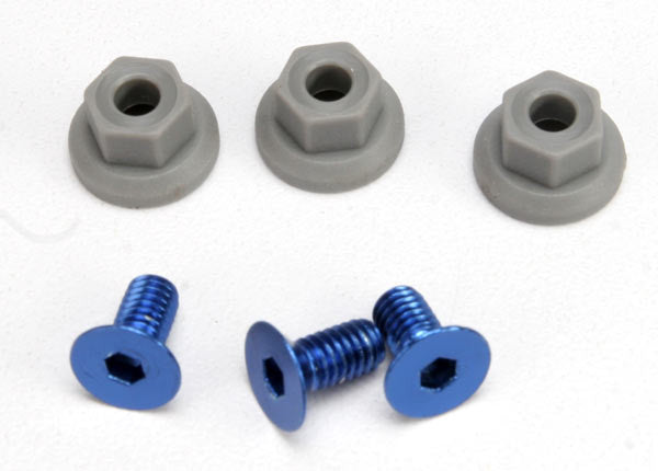 TRAXXAS 5512 Wing mounting hardware, (4x8mmCCS (aluminum)(3)/ 4x7mm flanged NL (3))