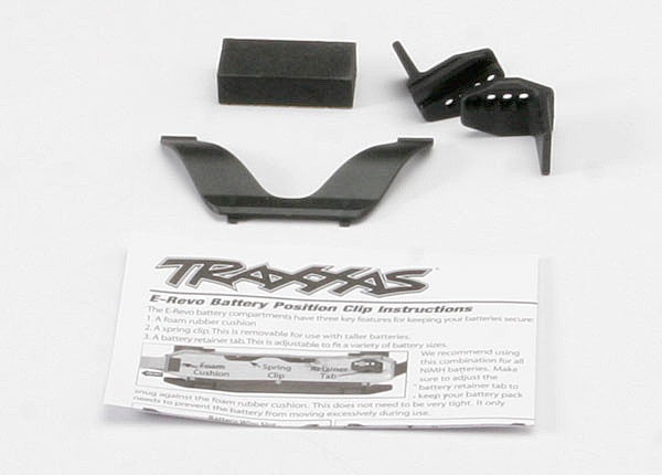 TRAXXAS 5629 Retainer clip, battery (1)/ front clip (1) /rear clip (1)/ foam spacer (1) (for one battery compartment)