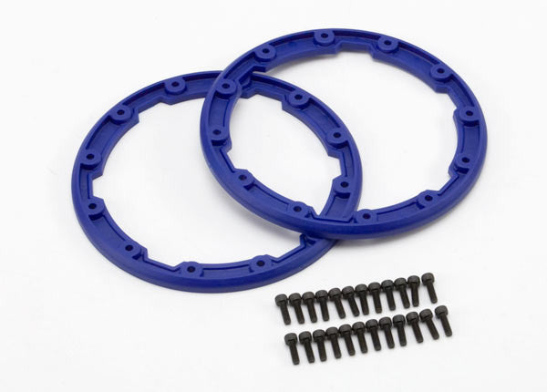 TRAXXAS 5666 Sidewall protector, beadlock style (blue) (2)/ 2.5x8mm CS (24) (for use with Geode wheels)
