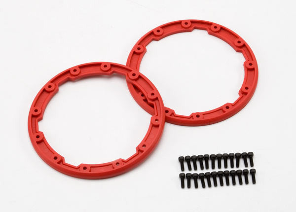 TRAXXAS 5667 Sidewall protector, beadlock style (red) (2)/ 2.5x8mm CS (24) (for use with Geode wheels)