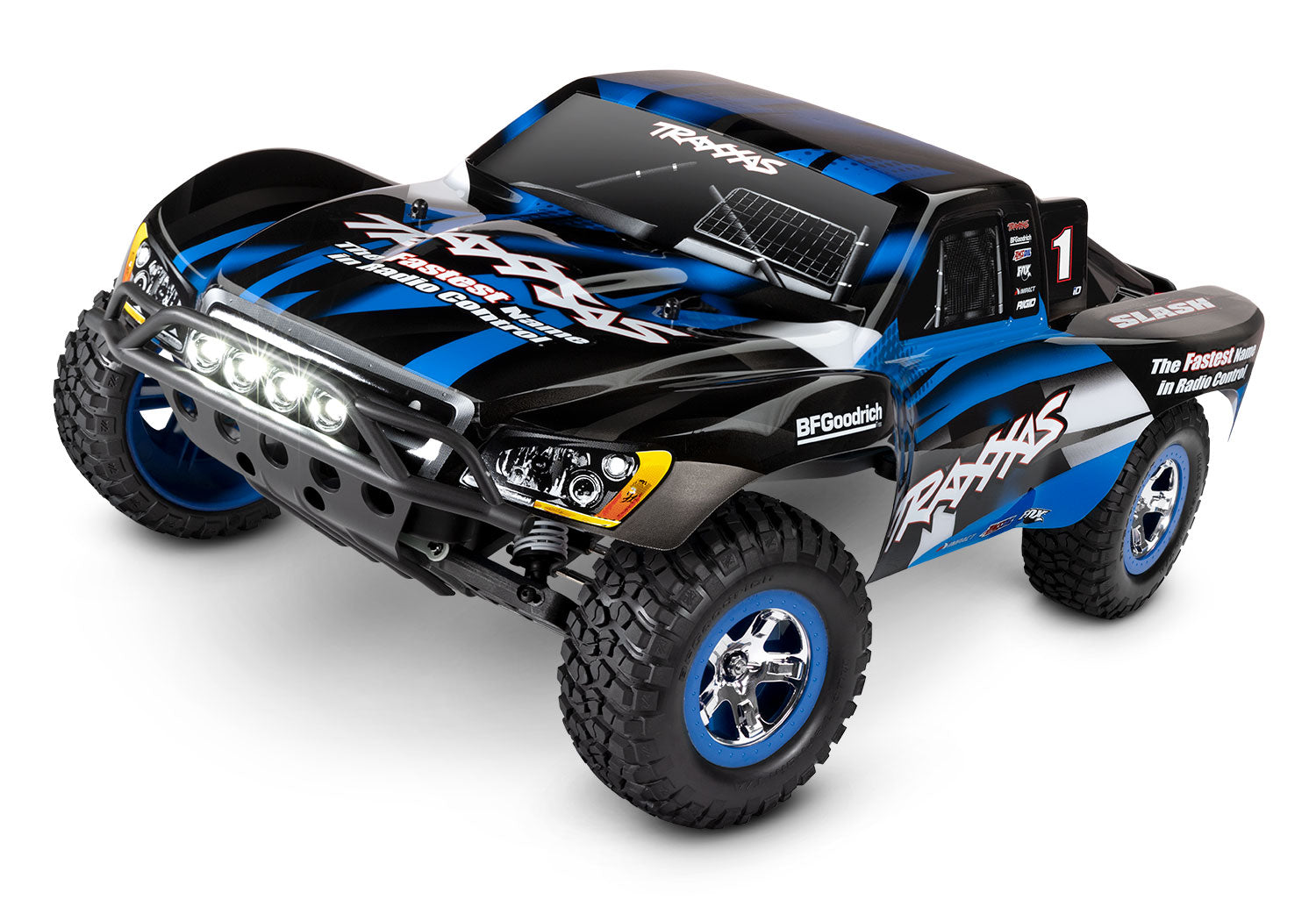 TRAXXAS 58034-61 Slash 1/10 scale waterproof 2WD short course truck. RTR, with TQ™ 2.4GHz radio system, XL-5® Electronic Speed Control, 8.4V NiMH 3000mAh battery, 4-amp DC Charger, LED lighting, and painted body.