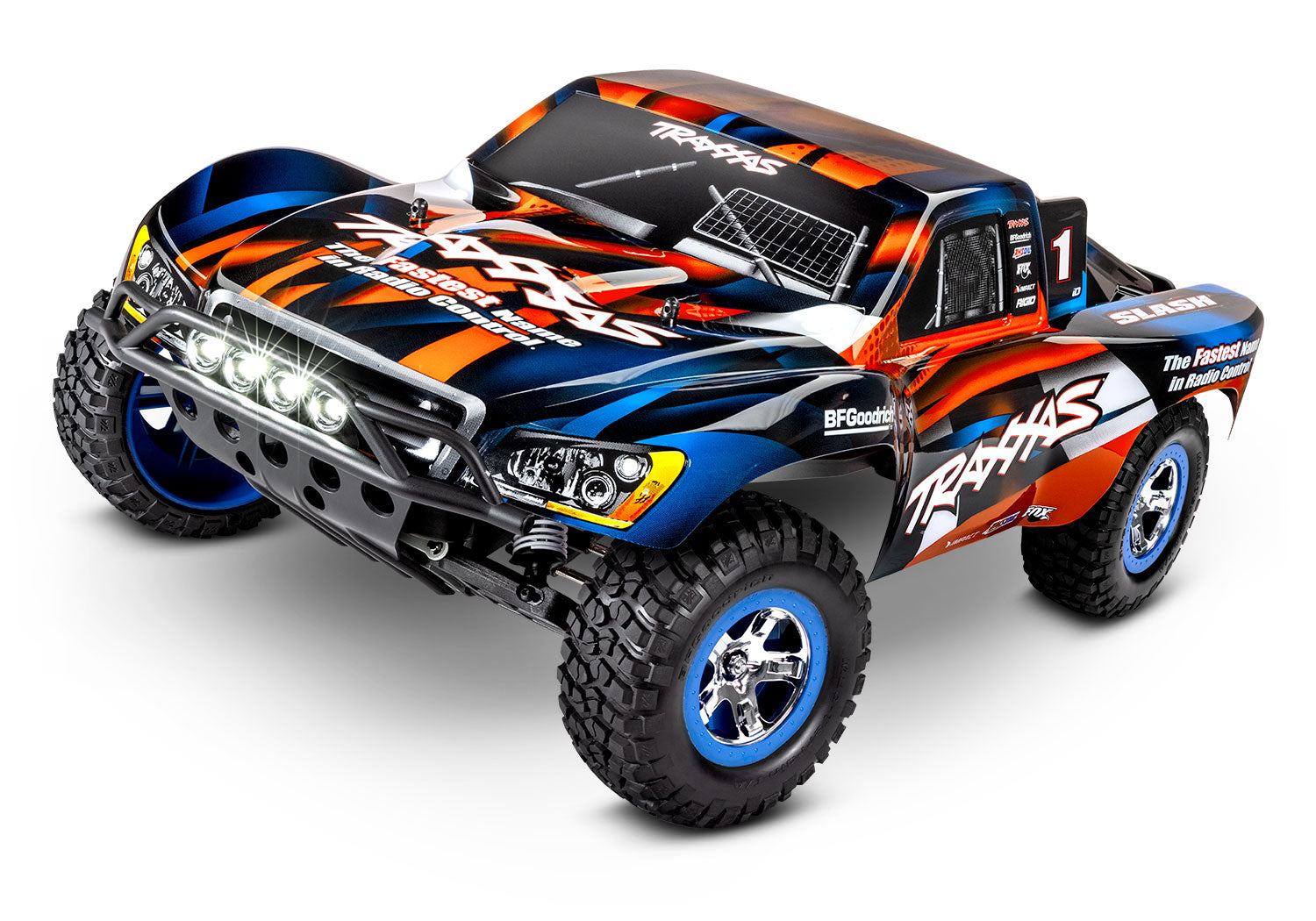 TRAXXAS 58034-61 Slash 1/10 scale waterproof 2WD short course truck. RTR, with TQ™ 2.4GHz radio system, XL-5® Electronic Speed Control, 8.4V NiMH 3000mAh battery, 4-amp DC Charger, LED lighting, and painted body.