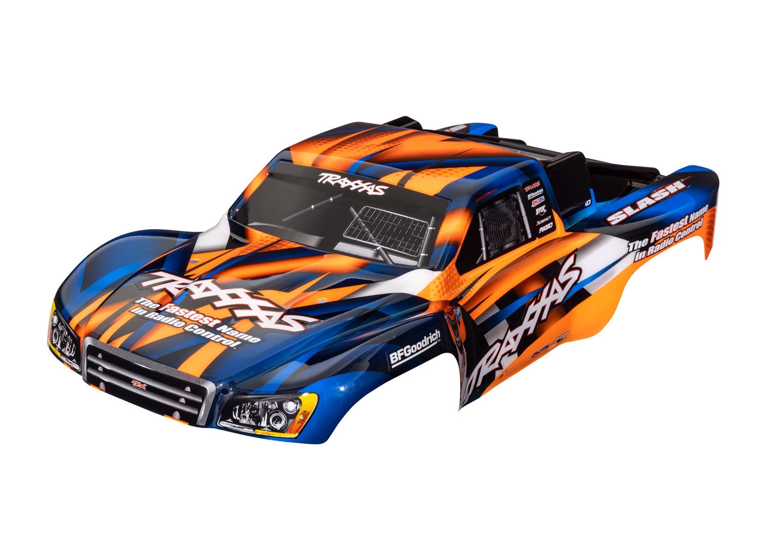 TRAXXAS 5851T Body, Slash® 2WD (also fits Slash® VXL & Slash® 4X4), orange & blue (painted, decals applied)