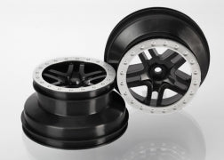TRAXXAS 5884 Wheels, SCT Split-Spoke, black, satin chrome beadlock style, dual profile 2.2" outer, 3.0" inner 4WD Front / Rear 2WD rear (2)