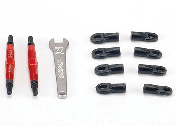 TRAXXAS 5938R Toe links, Slayer (Tubes 7075-T6 aluminum, red) (74mm, fits front or rear) (2)/ rod ends, rear (4)/ rod ends, front (4)/ wrench (1)