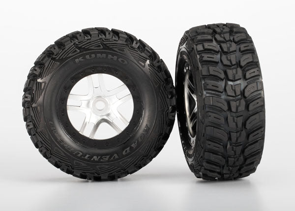 TRAXXAS 5976R Kumho Venture MT Tire w/Split-Spoke Wheel (2) (Satin Chrome)
