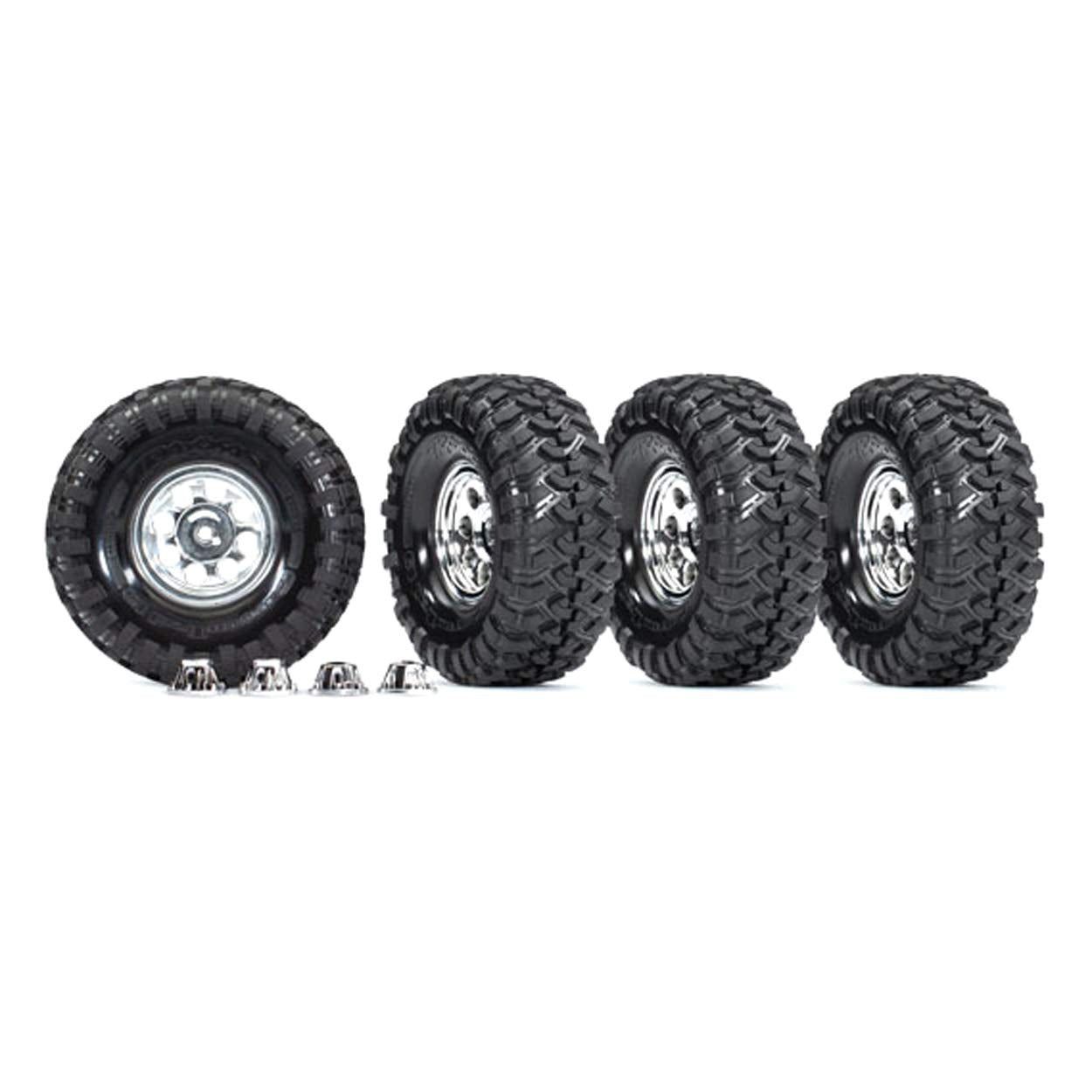 TRAXXAS 8183X Canyon Tires Mounted on 1.9" 8 Hole Chrome Mag Wheels 4 Pack Blazer