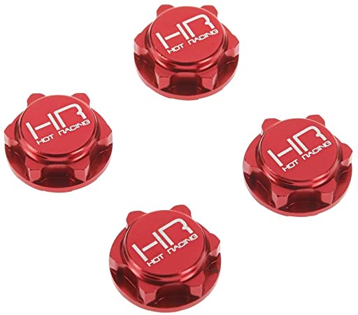 HOT RACING HRANRO10N02 17mm Serrated Dirt Shield Closed Wheel Nuts (Red) (4)
