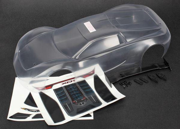 TRAXXAS 6411 Lexan Body XO-1 (clear, requires painting)/ wing/ wing uprights (2)/ washers (2)/ decals
