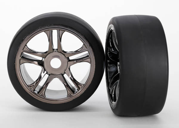 TRAXXAS 6479 Tires/Wheels Assembled Black Chrome Front XO-1