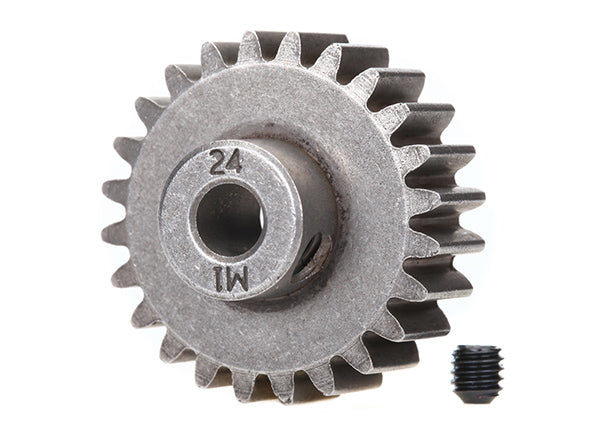 TRAXXAS 6496X Pinion Gear 24T Mod1 5mm shaft w/ set screw for use only with steel spur gears