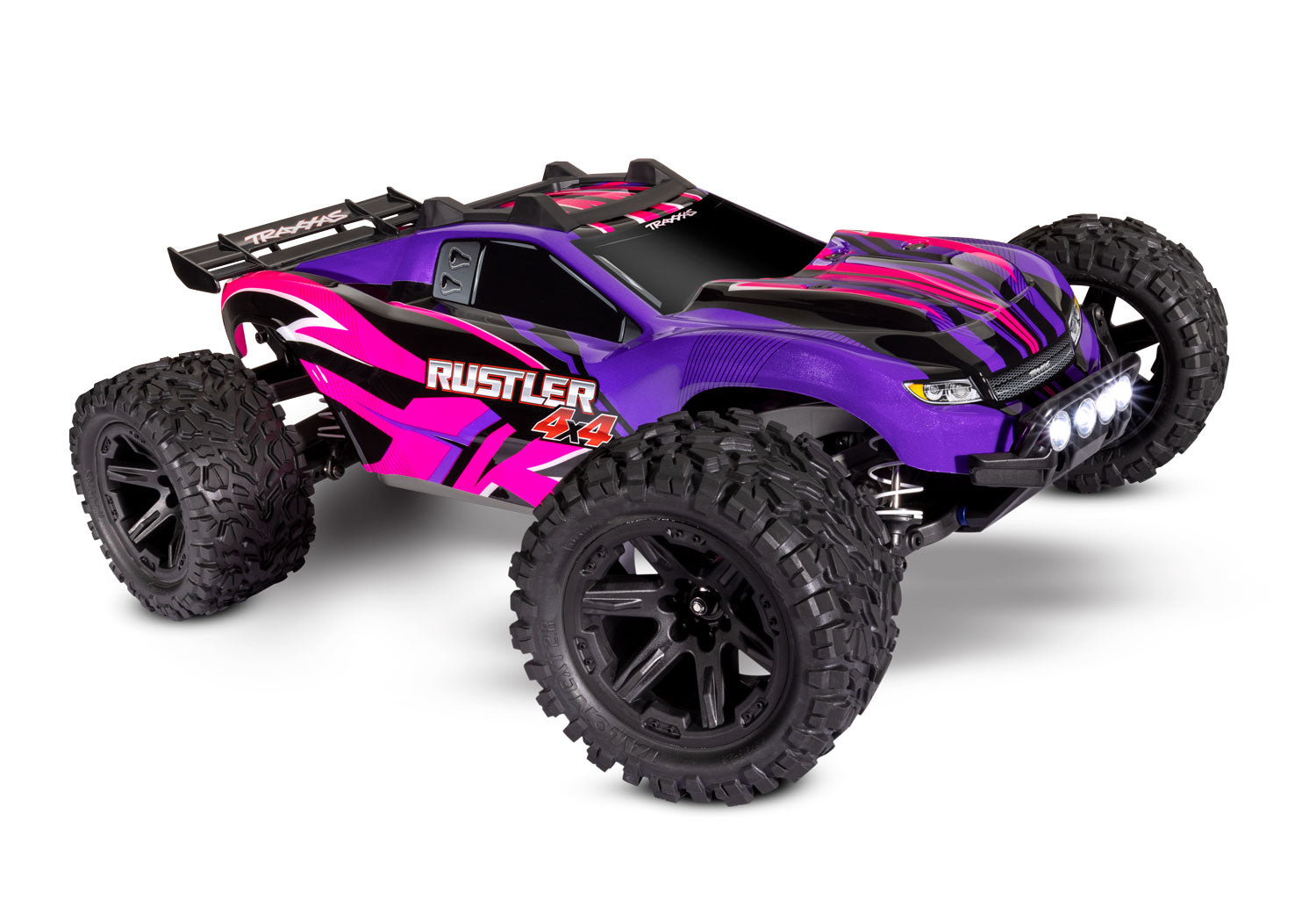 TRAXXAS 67064-61 Rustler 4X4® 1/10 scale waterproof 4WD stadium truck. RTR, with TQ™ 2.4GHz radio system, XL-5® Electronic Speed Control, 8.4V NiMH 3000 mAh battery, 4-amp DC Charger, LED lighting, and painted body.