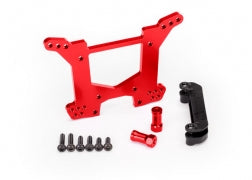 TRAXXAS 6738R Shock tower, rear, 7075-T6 aluminum (red-anodized) (1)/ body mount bracket (1)