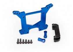 TRAXXAS 6738X Shock tower, rear, 7075-T6 aluminum blue-anodized (1) / body mount bracket (1)
