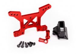 TRAXXAS 6739R Shock tower, front, 7075-T6 aluminum (red-anodized) (1)/ body mount bracket (1)