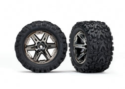 TRAXXAS 6773X Tires & wheels, assembled, glued 2.8" RXT black chrome wheels, Talon Extreme tires, foam inserts 4WD electric front / rear 2WD electric front only (2) TSM rated