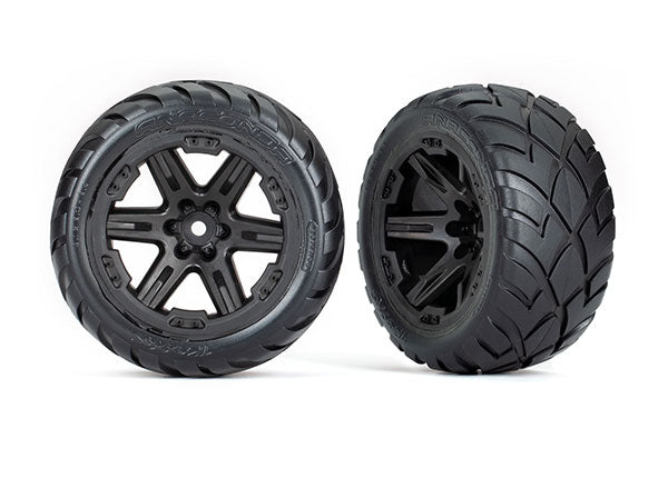 TRAXXAS 6775 Tires & wheels, assembled, glued 2.8" RXT black wheels, Anaconda tires