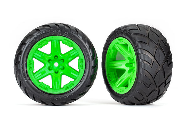 TRAXXAS 6775G Tires & wheels, assembled, glued 2.8" RXT green wheels, Anaconda tires