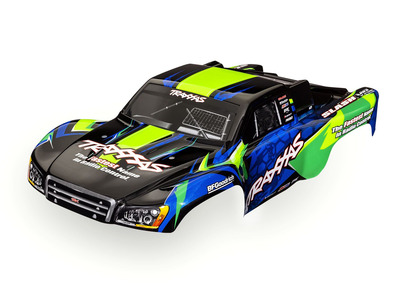 TRAXXAS 6812G Body, Slash® VXL 2WD (also fits Slash® 4X4), green & blue (painted, decals applied)