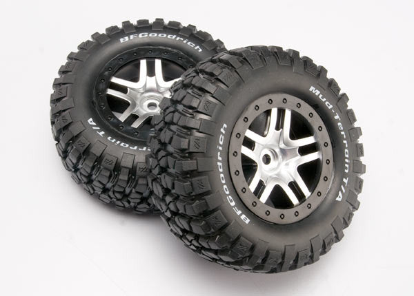 TRAXXAS 6873  Tire/Wheel Assembly Glued Chrome Slash 4x4