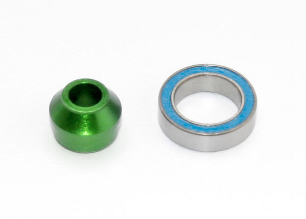 TRAXXAS 6893G Bearing adapter, 6061-T6 aluminum (green-anodized) (1)/ 10x15x4mm ball bearing (black rubber sealed) (1) (for slipper shaft)