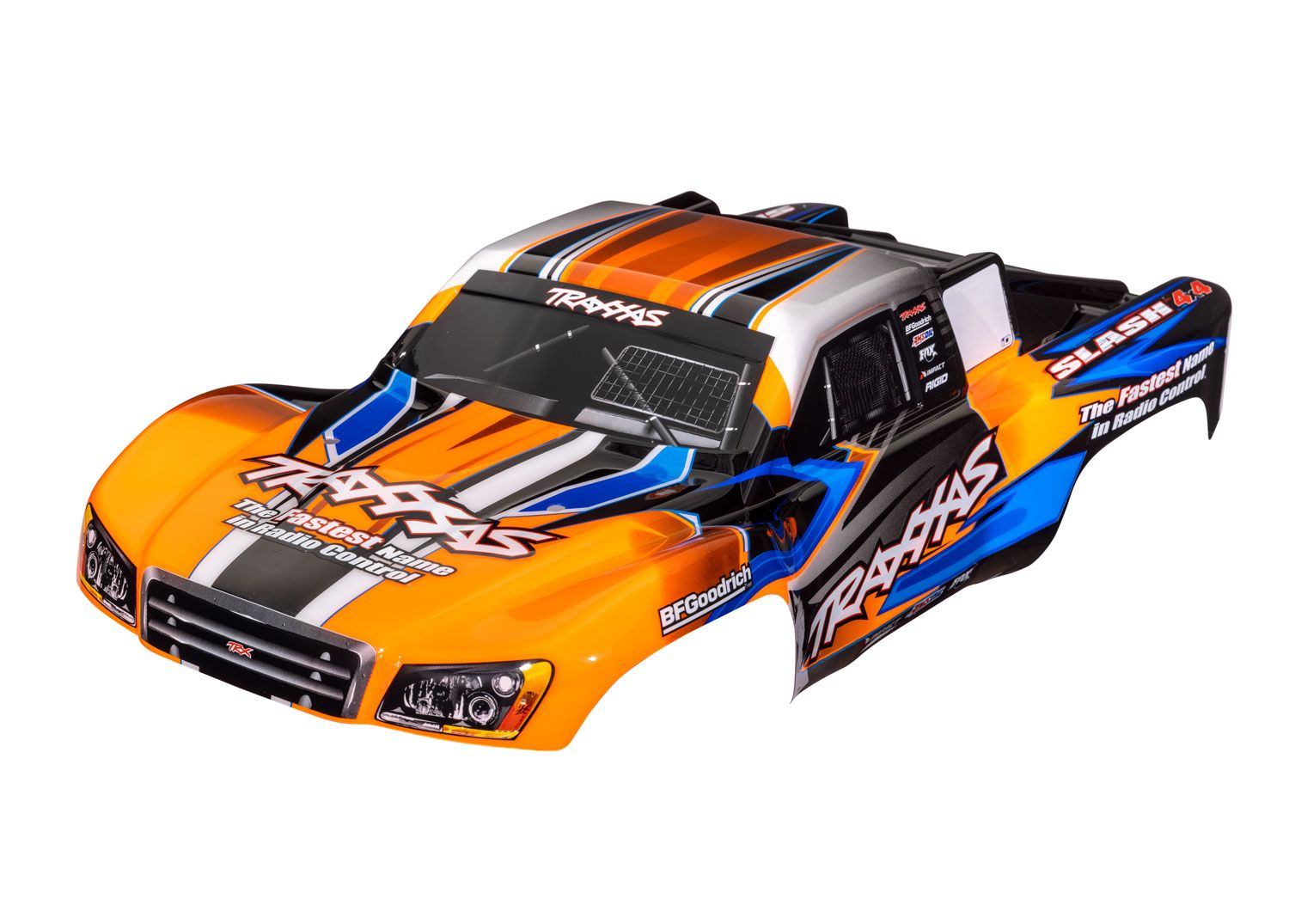 TRAXXAS 6928T Body, Slash® 4X4 (also fits Slash® VXL & Slash® 2WD), orange & blue (painted, decals applied) *DISC