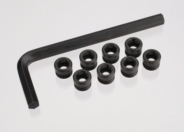 TRAXXAS 7033X Aluminum caps, pivot ball (threaded aluminum, hard-anodized with PTFE-coating) (8)/ hex wrench, 5mm