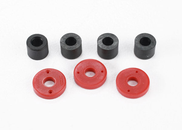 TRAXXAS 7067 Piston, damper (2x0.5mm hole, red) (4)/ travel limiters (4)