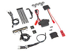 TRAXXAS 7285A LED light kit, 1/16th Summit power supply, chrome lightbar, roof light harness 4 clear, 2 red chassis harness 4 clear, 2 red wire ties, mounts