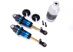 TRAXXAS 7461 Shocks, GTR long blue-anodized, PTFE-coated bodies with TiN shafts fully assembled, without springs (2)