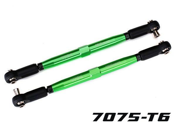 TRAXXAS 7748G Toe links, X-Maxx® (TUBES green-anodized, 7075-T6 aluminum, stronger than titanium) (157mm) (2)/ rod ends, assembled with steel hollow balls (4)/ aluminum wrench, 10mm (1)