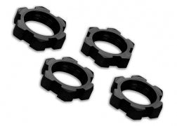 TRAXXAS 7758A Wheel nuts, splined, 17mm, serrated black-anodized (4)