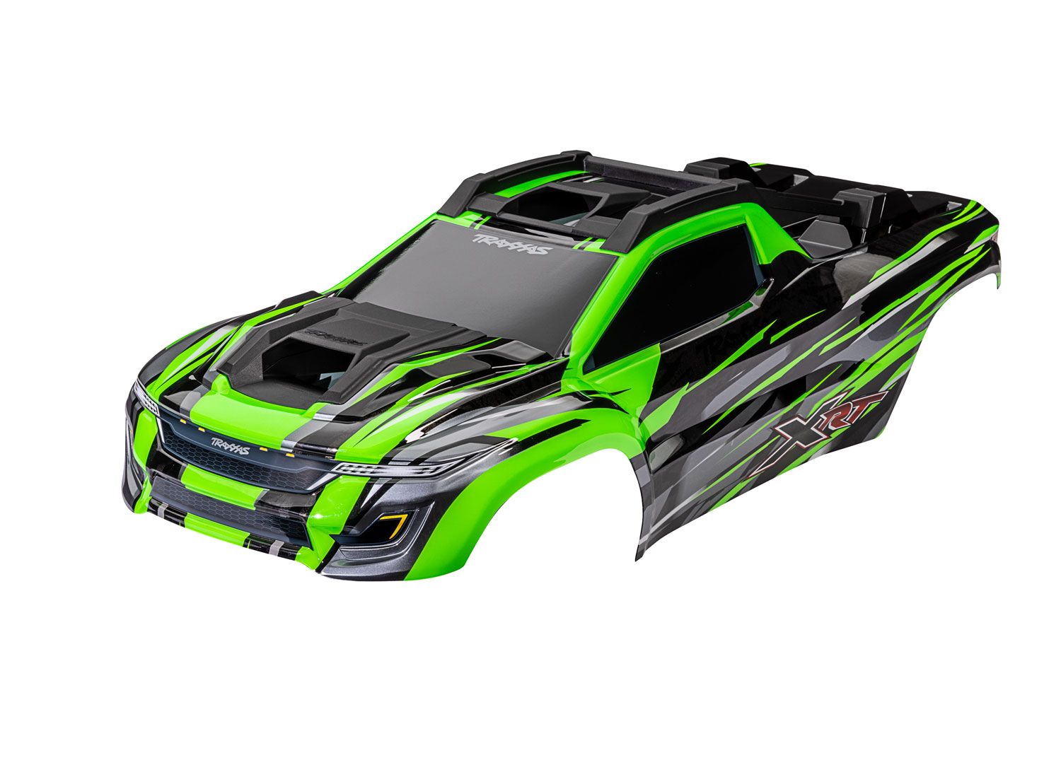 TRAXXAS 7812G Body, XRT™, green (painted, decals applied) (assembled with front & rear body supports for clipless mounting, roof & hood skid pads)