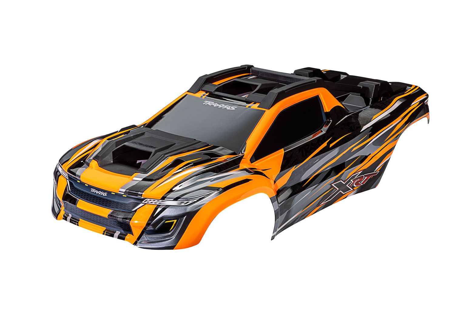 TRAXXAS 7812T Body, XRT™, orange (painted, decals applied) (assembled with front & rear body supports for clipless mounting, roof & hood skid pads)