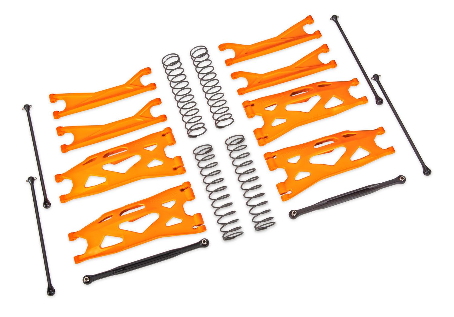 TRAXXAS 7895T Suspension kit, X-Maxx® WideMaxx®, orange (includes front & rear suspension arms, front toe links, driveshafts, shock springs)