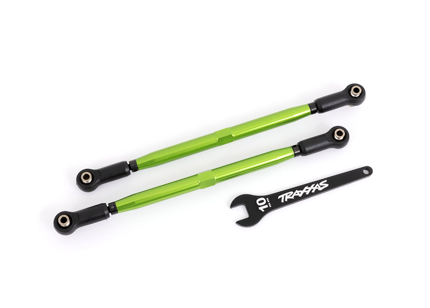 TRAXXAS 7897G Toe links, front (TUBES green-anodized, 7075-T6 aluminum, stronger than titanium) (2) (for use with #7895G X-Maxx® WideMaxx® suspension kit)