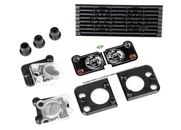 TRAXXAS 8013 Grill, Land Rover Defender/ grill mount (3)/ headlight housing (2)/ lens (2)/ headlight mount (2) (fits #8011 body)