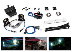 TRAXXAS 8039 LED light set contains: Headlights, Tail Lights, Side Marker Lights, and Distribution Block