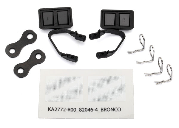 TRAXXAS 8073 Mirrors, side, black (left & right)/ retainers (2)/ body clips (4)